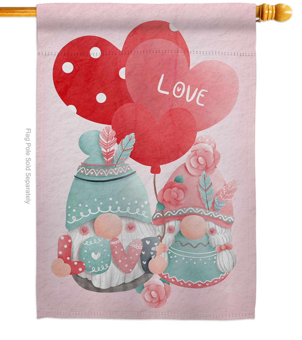 My Love Gnome Springtime Valentine Double-Sided Garden Decorative House Flag, Multi Color