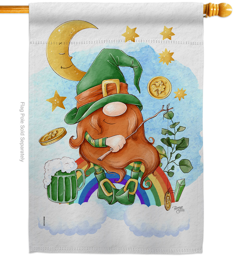Lucky Gnome Springtime St Patrick Double-Sided Garden Decorative House Flag, Multi Color