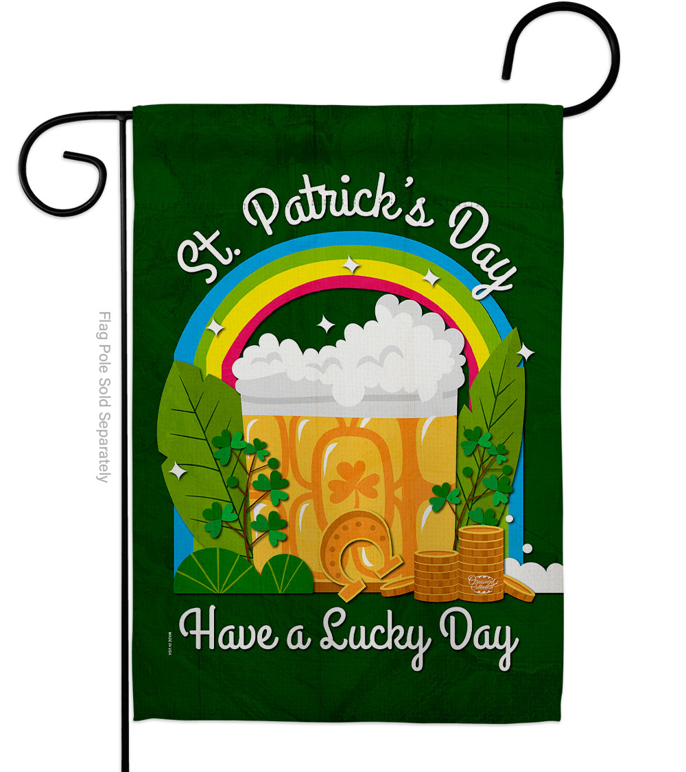 St. Pat Lucky Day Springtime Double-Sided Decorative Garden Flag, Multi Color