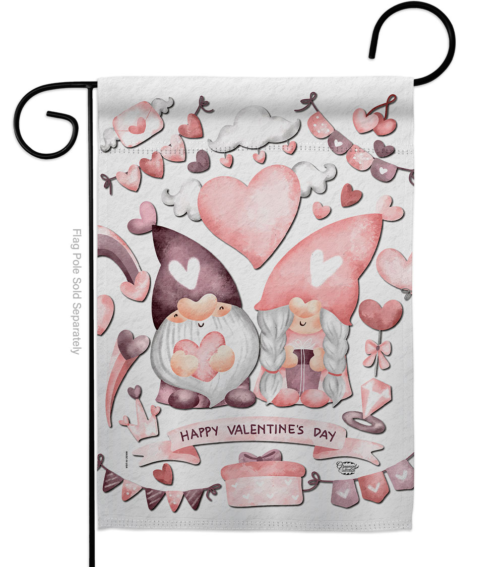 G190061-BO Fall for Love Gnome Springtime Valentine Double-Sided Decorative Garden Flag, Multi Color