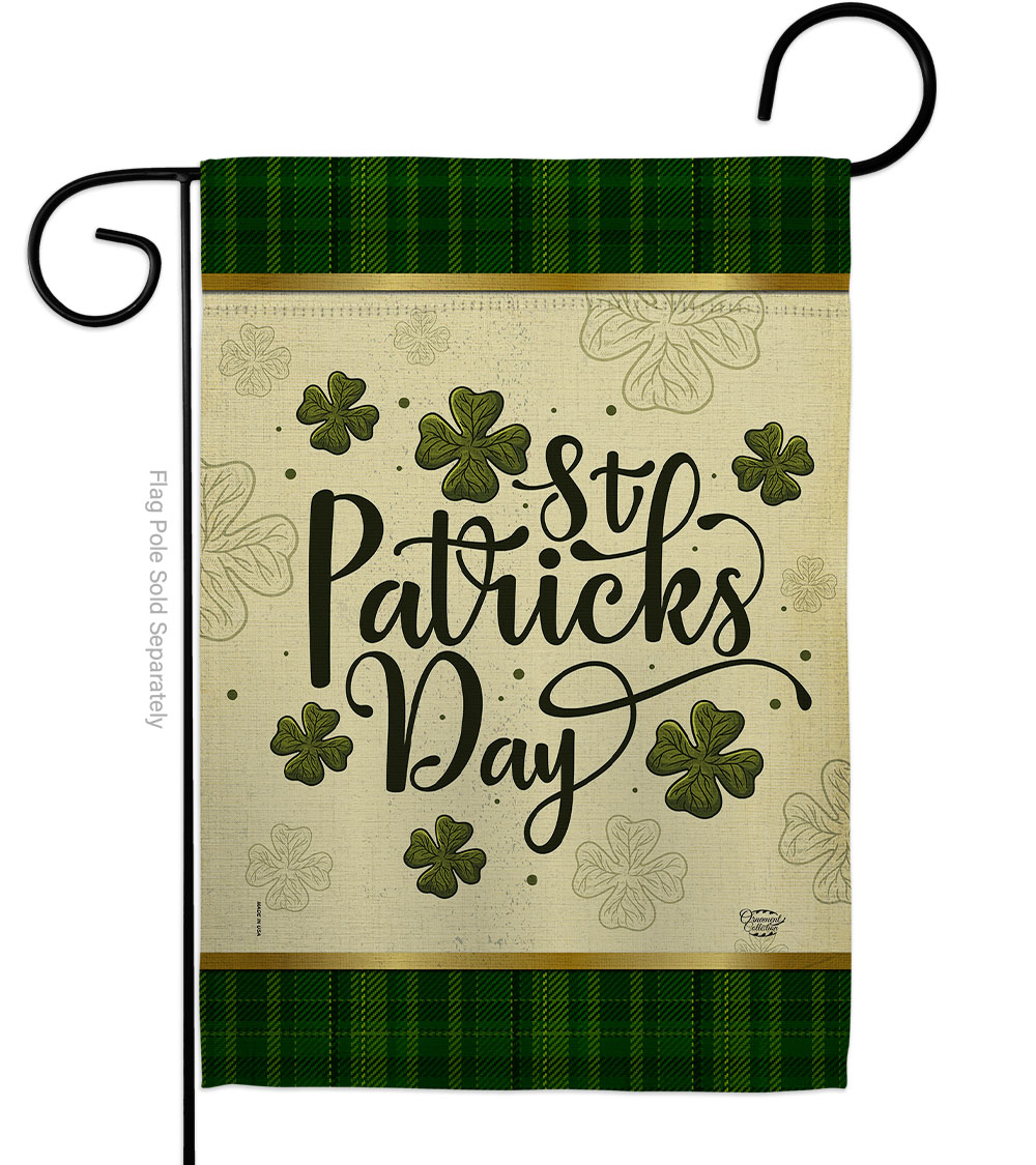 Tartan St Patricks Springtime Double-Sided Decorative Garden Flag, Multi Color