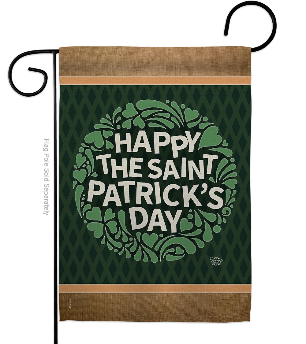 Happy St Patricks Day Springtime Double-Sided Decorative Garden Flag, Multi Color
