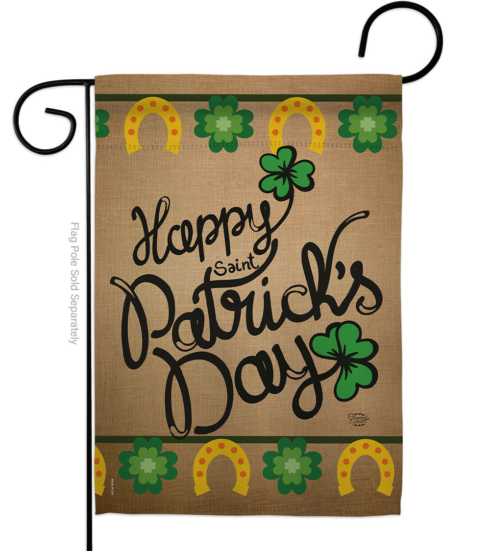 Happy Saint Patricks Day Springtime Double-Sided Decorative Garden Flag, Multi Color