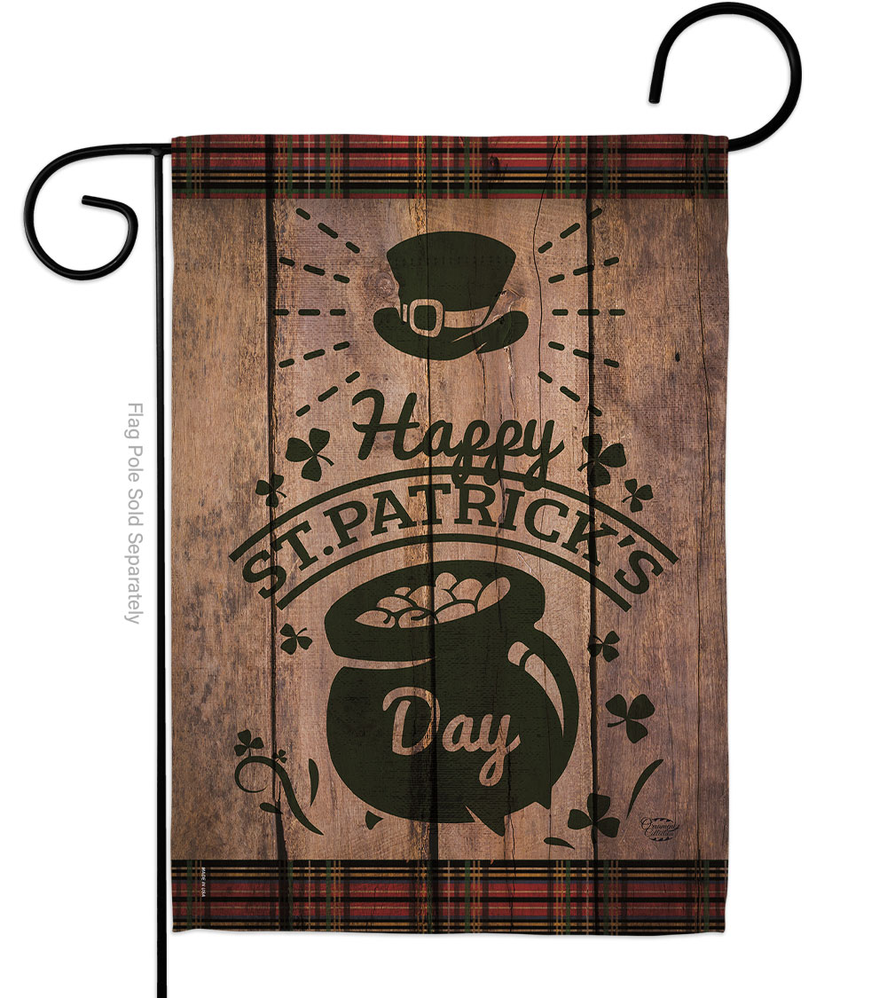 St Patricks Day Pot of Gold Springtime Patrick Double-Sided Decorative Garden Flag, Multi Color