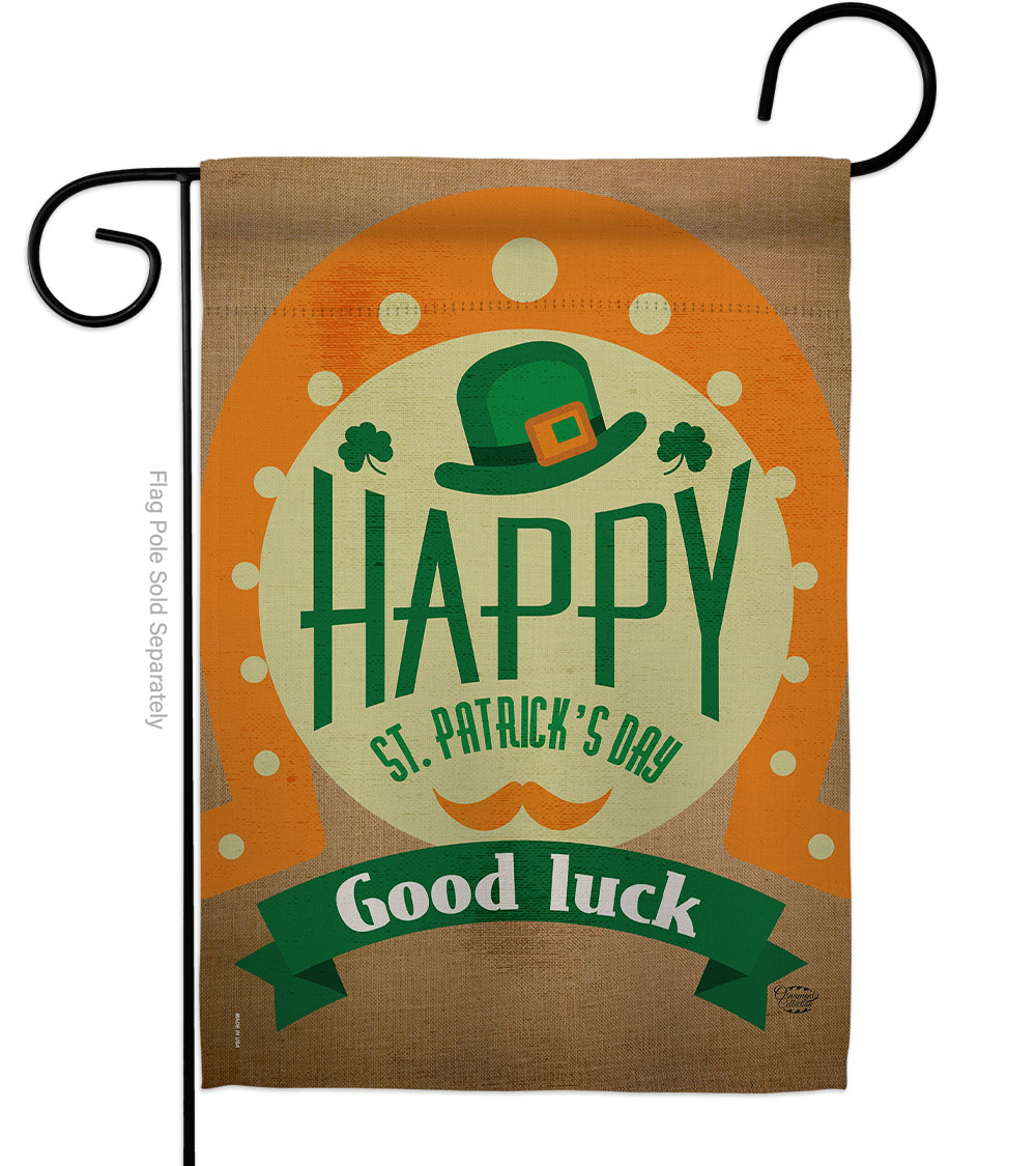 Good Luck St Patricks Day Springtime Patrick Double-Sided Decorative Garden Flag, Multi Color