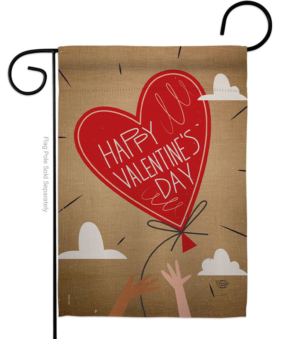 Sweet Valentines Day Balloon Springtime Double-Sided Decorative Garden Flag, Multi Color