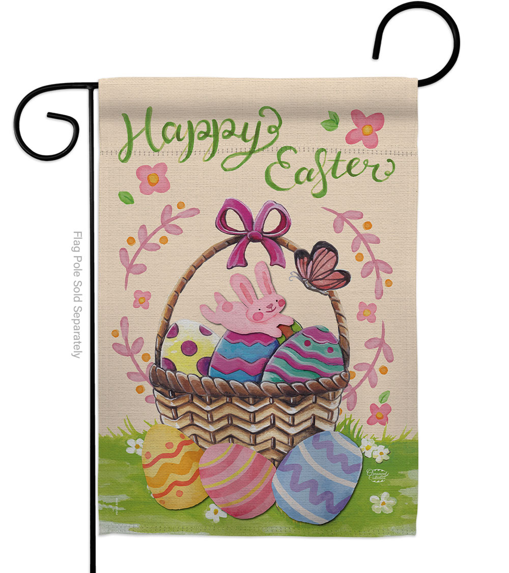 Happy Easter Colorful Basket Eggs Springtime Double-Sided Decorative Garden Flag, Multi Color -  Cuadrilatero, CU3910562