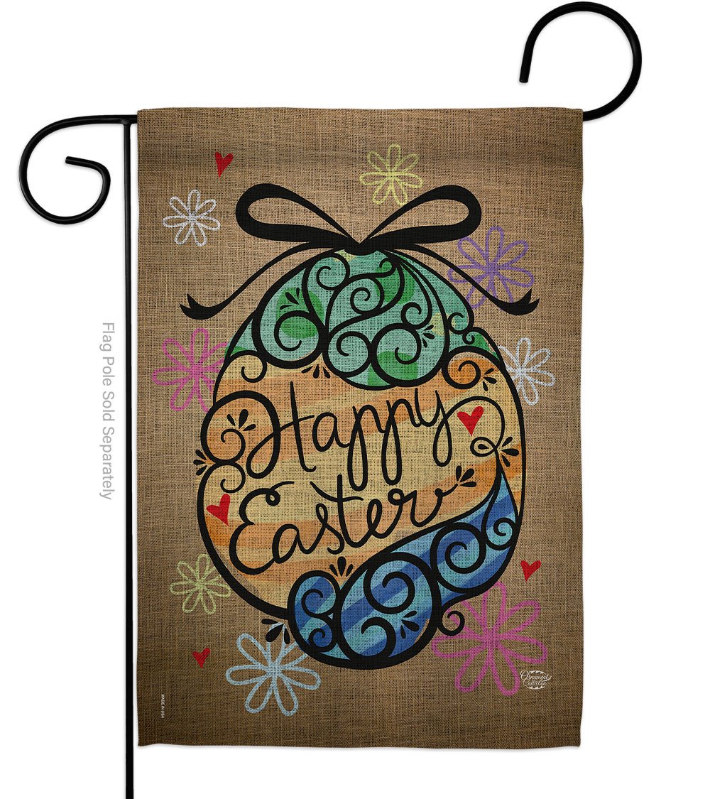 Colorful Happy Easter Egg Springtime Double-Sided Decorative Garden Flag, Multi Color -  Cuadrilatero, CU3888987