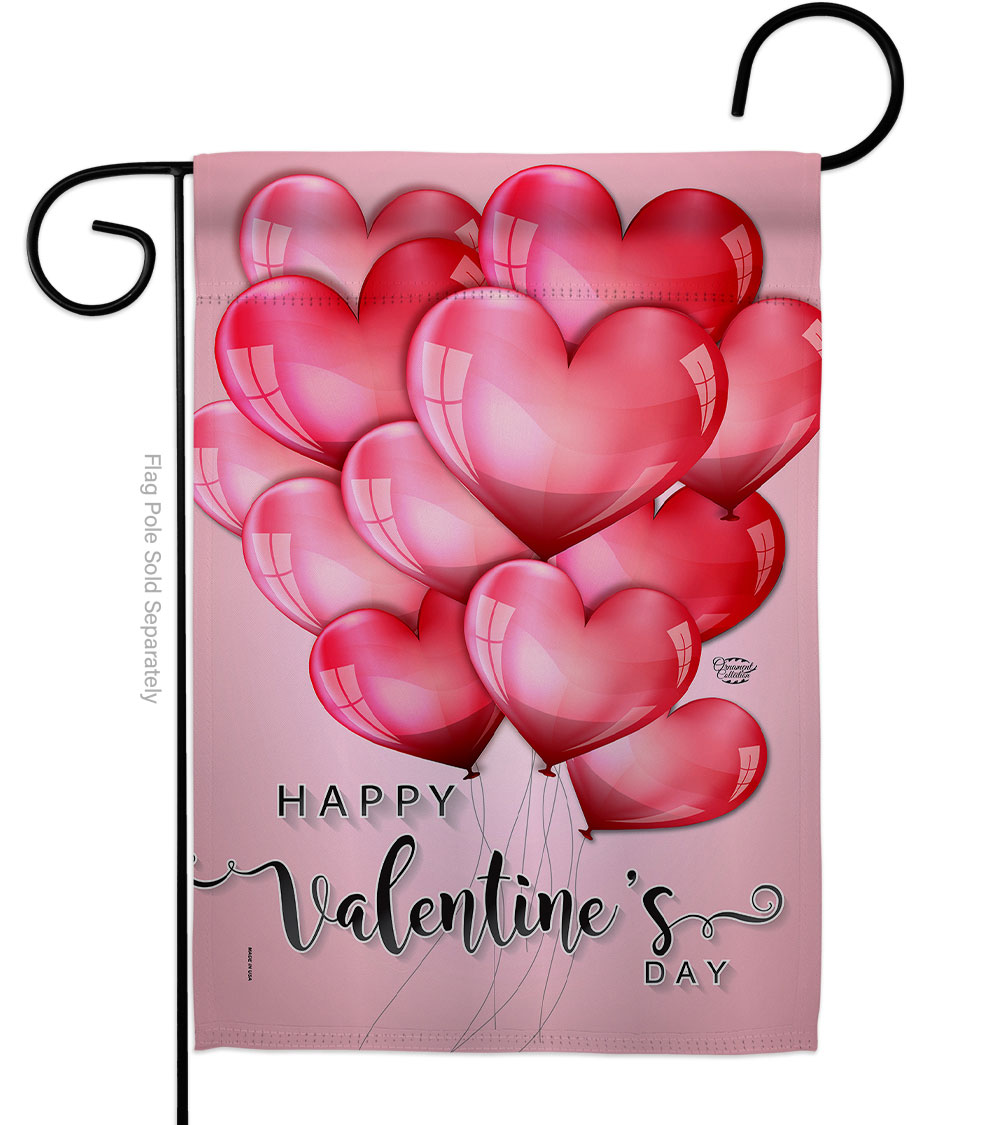 Happy Love Balloons Springtime Valentine Double-Sided Decorative Garden Flag, Multi Color