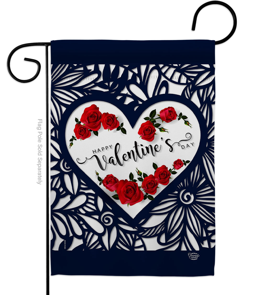 Roses are Love Springtime Valentine Double-Sided Decorative Garden Flag, Multi Color