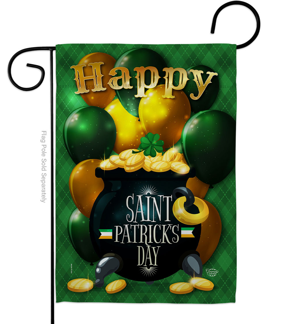Lucky Gold Pot Double-Sided Decorative Garden Flag, Multi Color