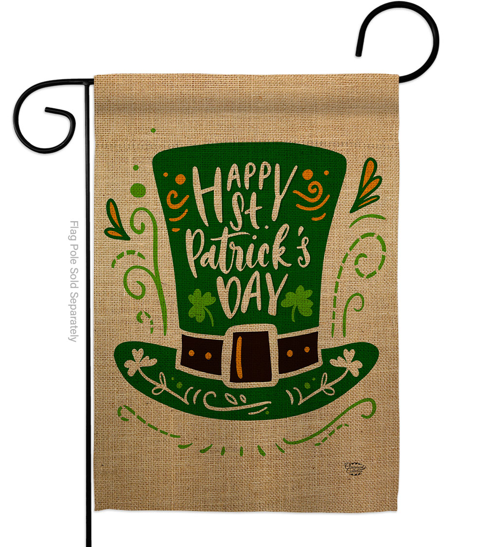St Pat Hat Springtime Double-Sided Decorative Garden Flag, Multi Color