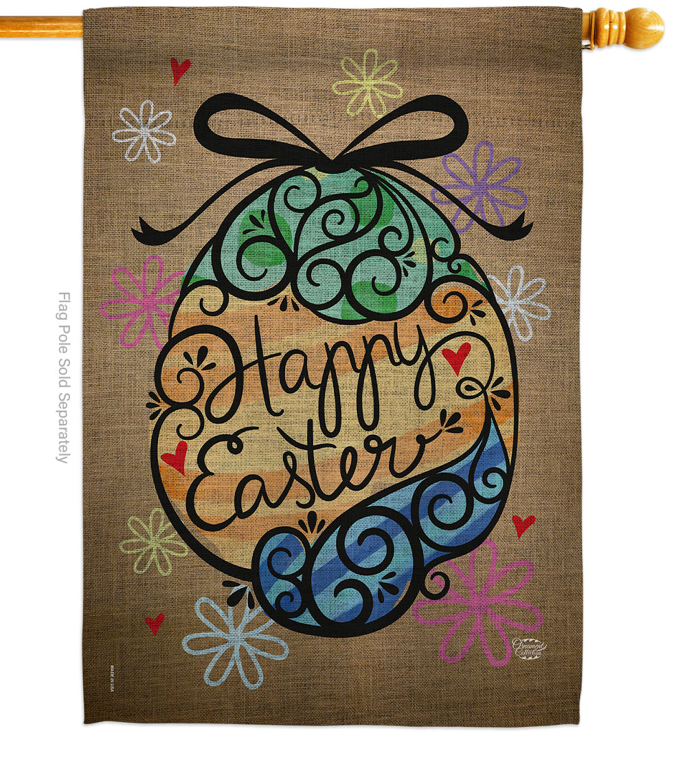 Colorful Happy Easter Egg Springtime Double-Sided Garden Decorative House Flag, Multi Color -  Cuadrilatero, CU3920038