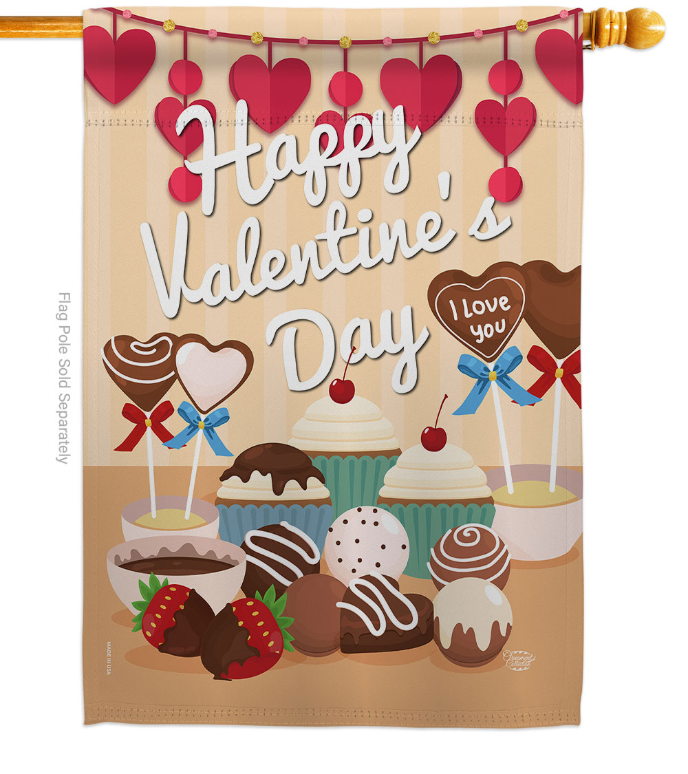 Sweet Valentines Day Springtime Double-Sided Garden Decorative House Flag, Multi Color