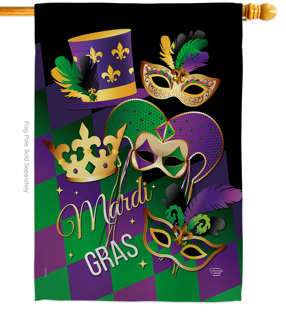 Mardi Gras Springtime Double-Sided Garden Decorative House Flag, Multi Color