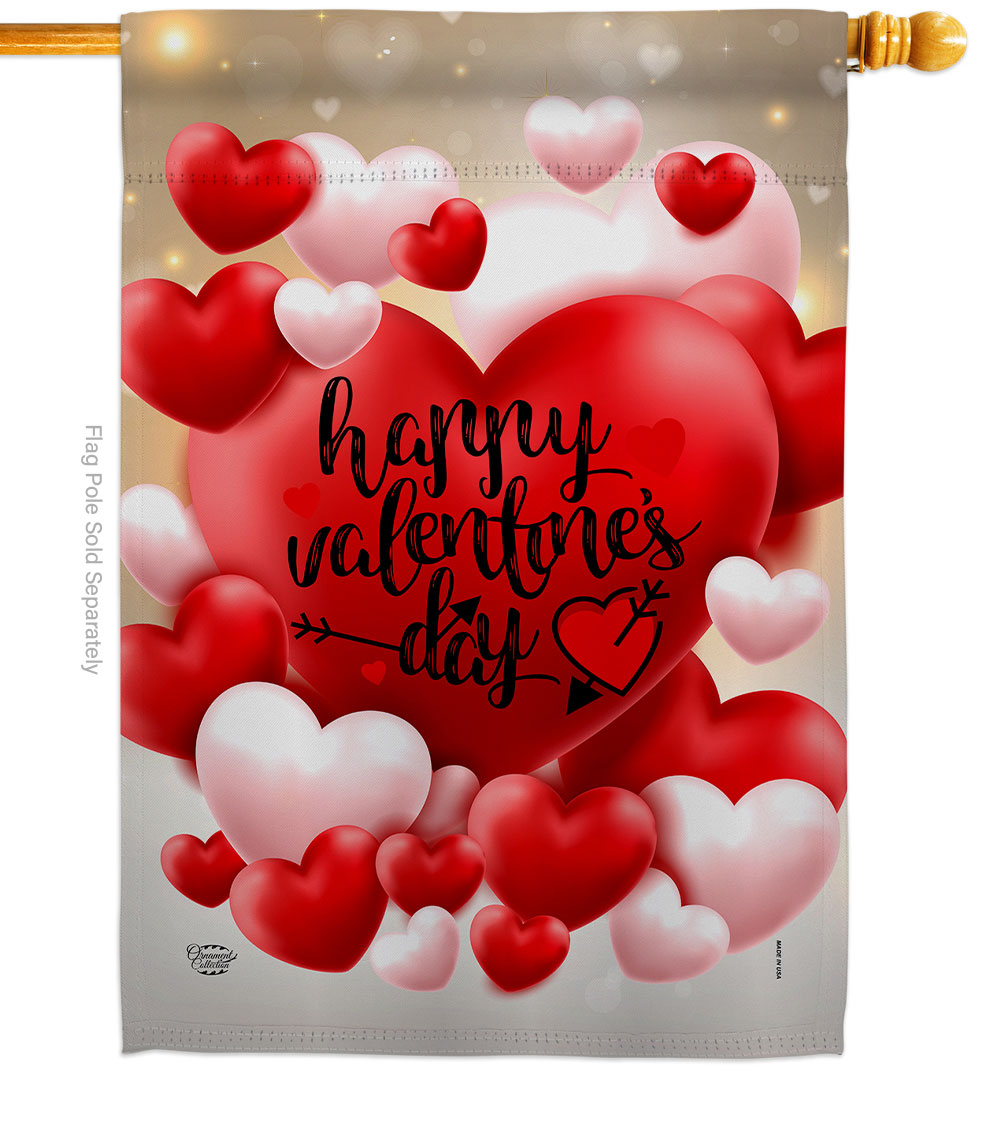 H192153-BO Pop Hearts Valentines Day Springtime Double-Sided Garden Decorative House Flag, Multi Color