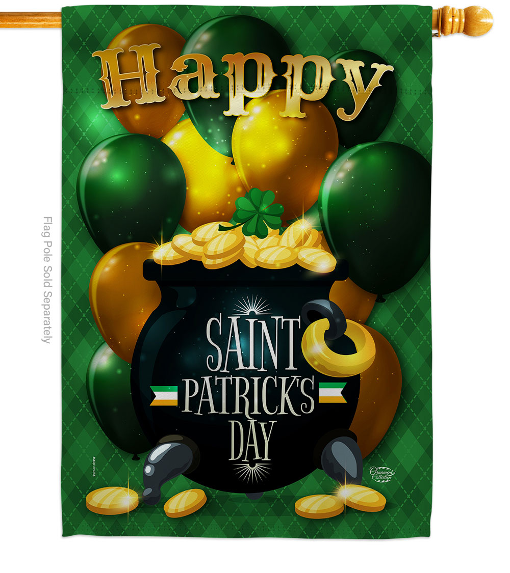 Lucky Gold Pot Double-Sided Garden Decorative House Flag, Multi Color