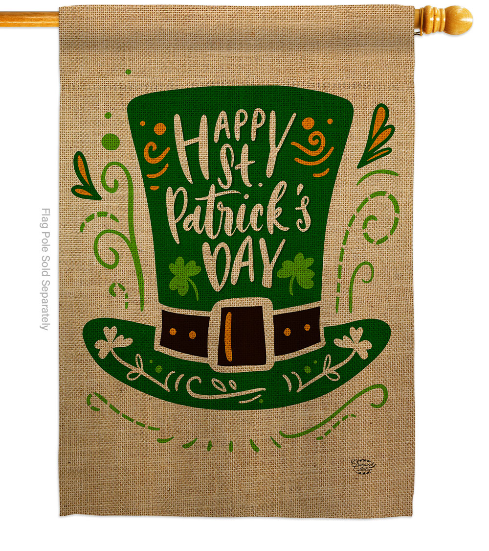 St Pat Hat Springtime Double-Sided Garden Decorative House Flag, Multi Color