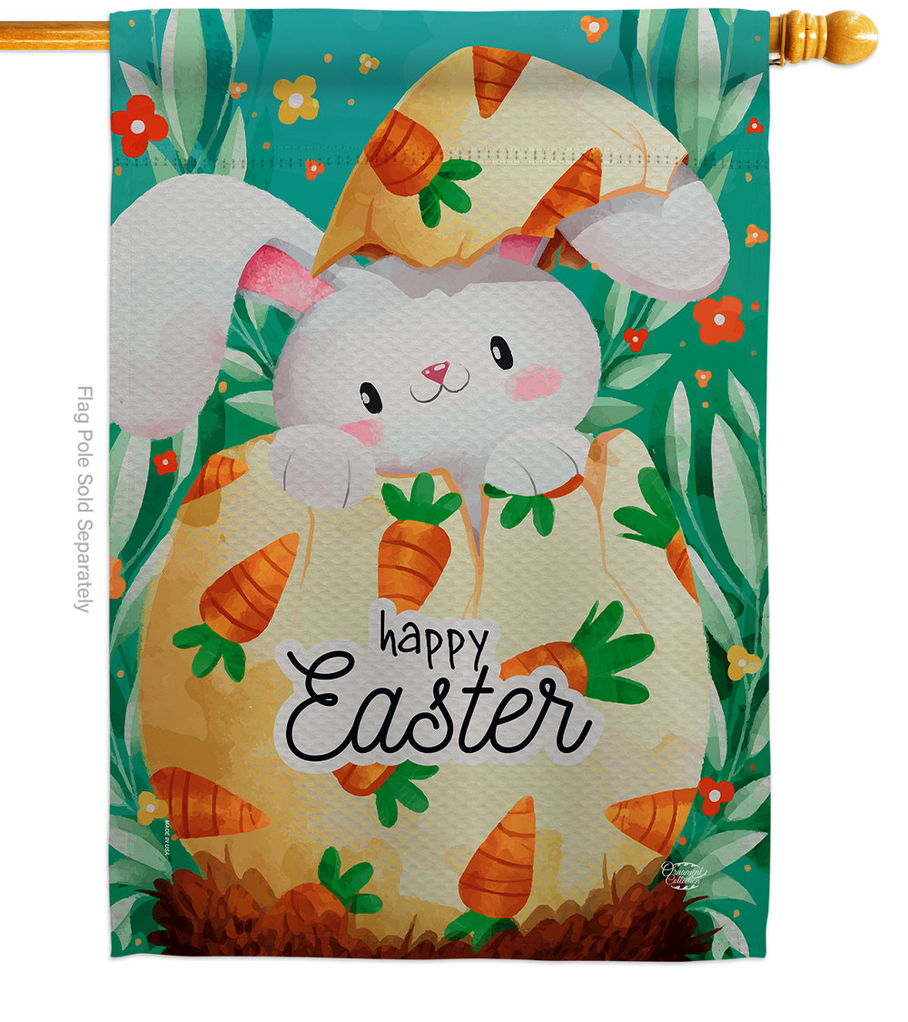 Hiding Easter Bunny Springtime Double-Sided Garden Decorative House Flag, Multi Color