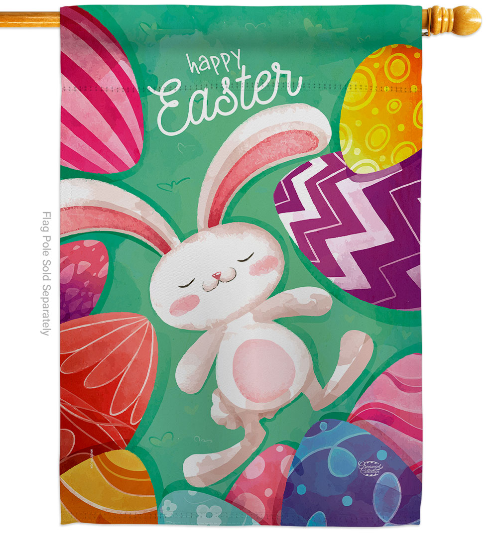 H192352-BO Easter Eggs Springtime Double-Sided Garden Decorative House Flag, Multi Color