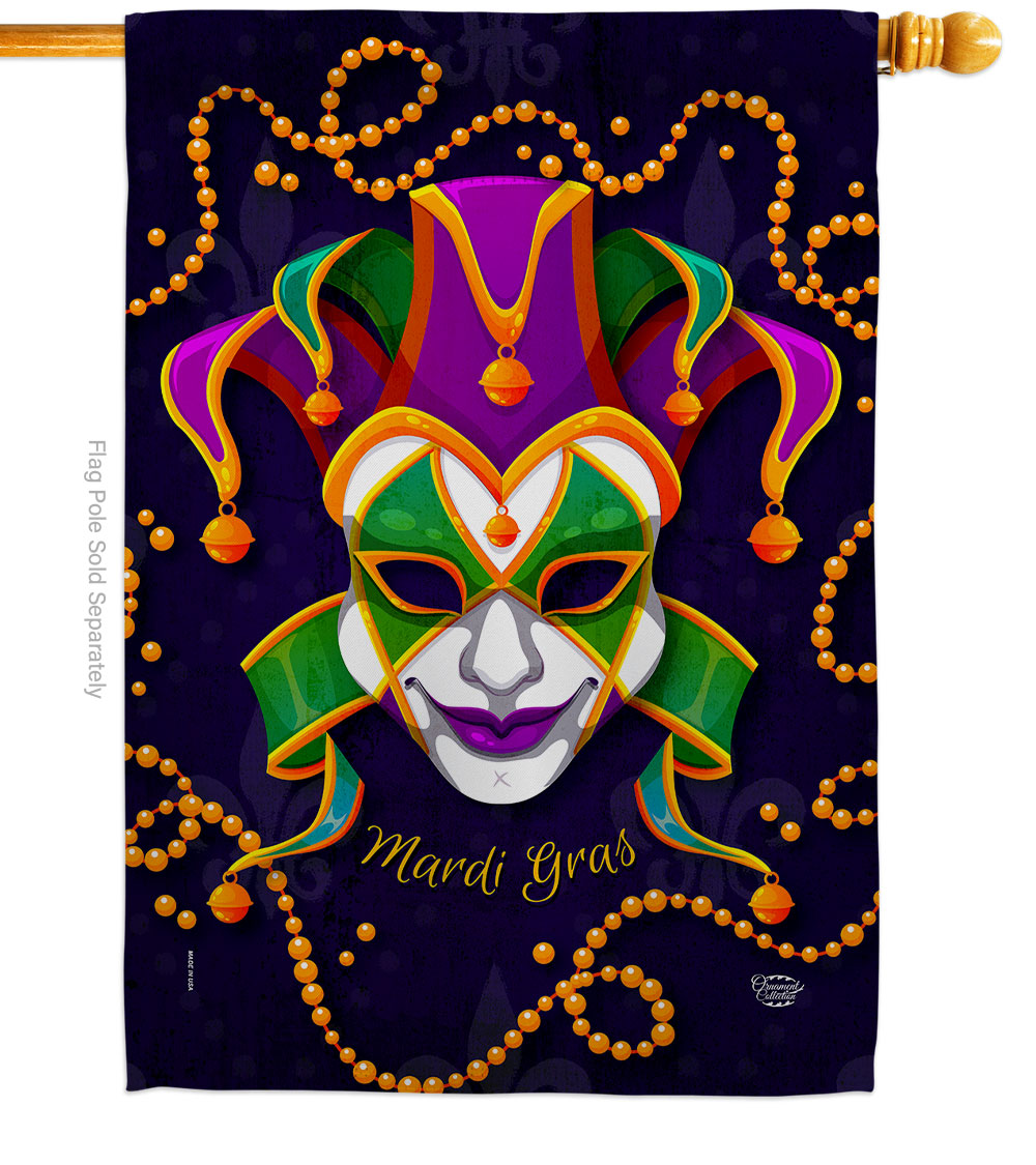 Joker Mardi Gras Springtime Double-Sided Garden Decorative House Flag, Multi Color