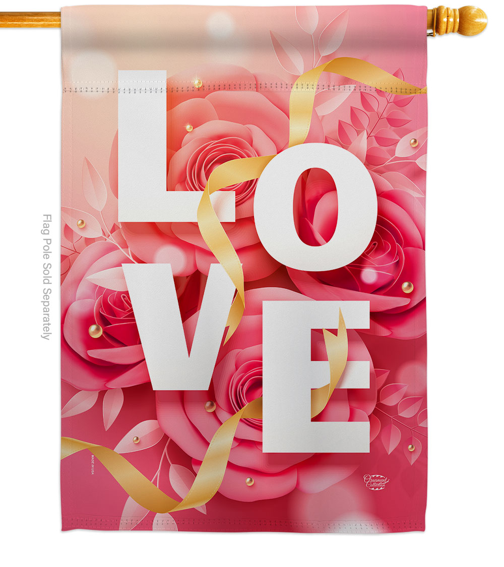Love Springtime Valentine Double-Sided Garden Decorative House Flag, Multi Color