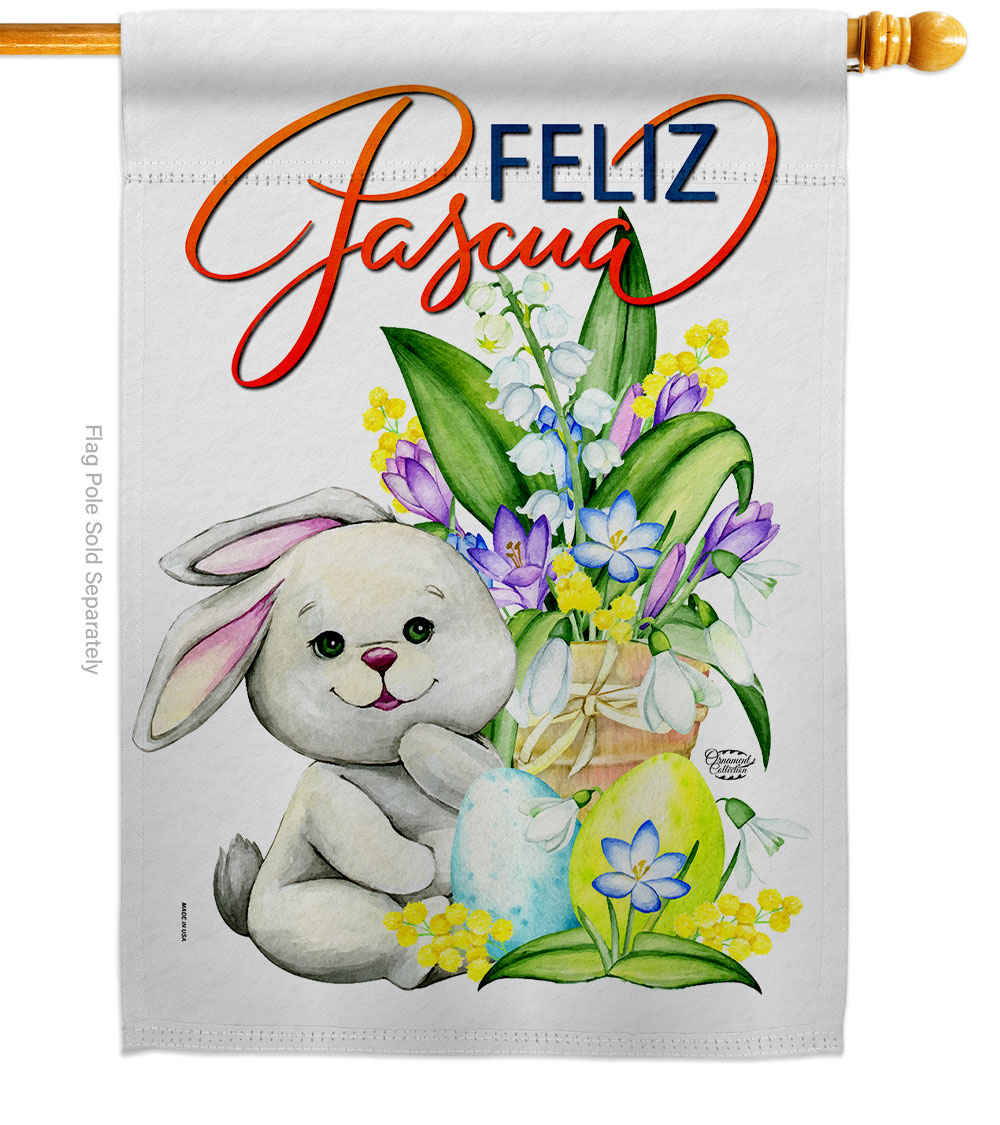 Easter Rabbit Springtime Double-Sided Garden Decorative House Flag, Multi Color