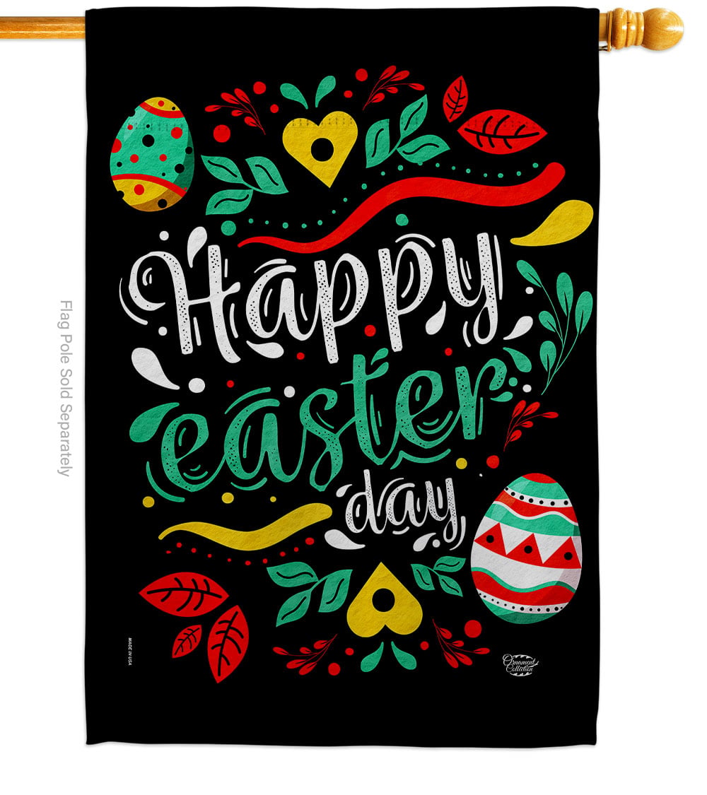 H192459-BO Easter Day Springtime Double-Sided Garden Decorative House Flag, Multi Color
