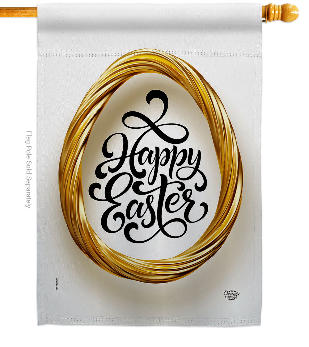 Golden Easter Egg Springtime Double-Sided Garden Decorative House Flag, Multi Color