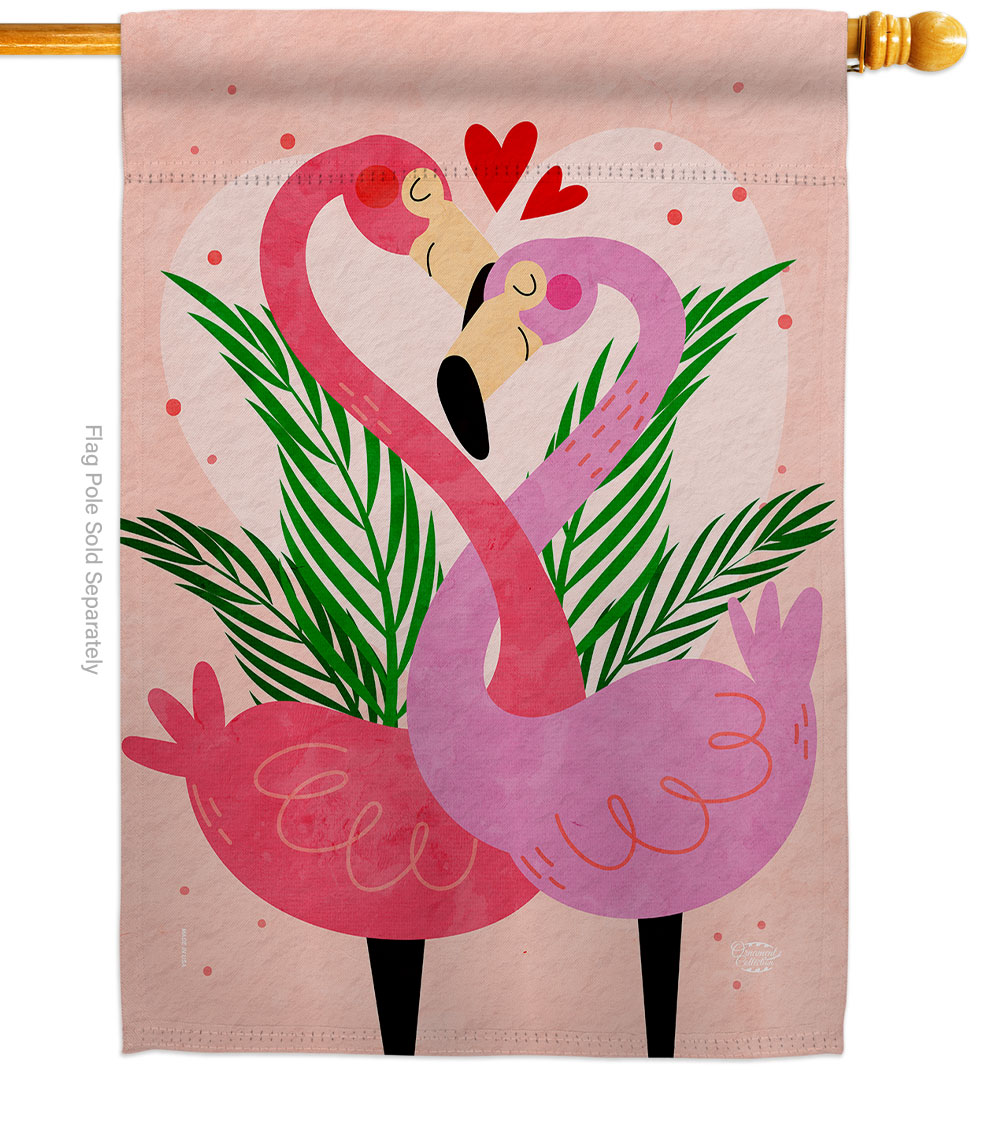 Flamingo Love Springtime Valentine Double-Sided Garden Decorative House Flag, Multi Color