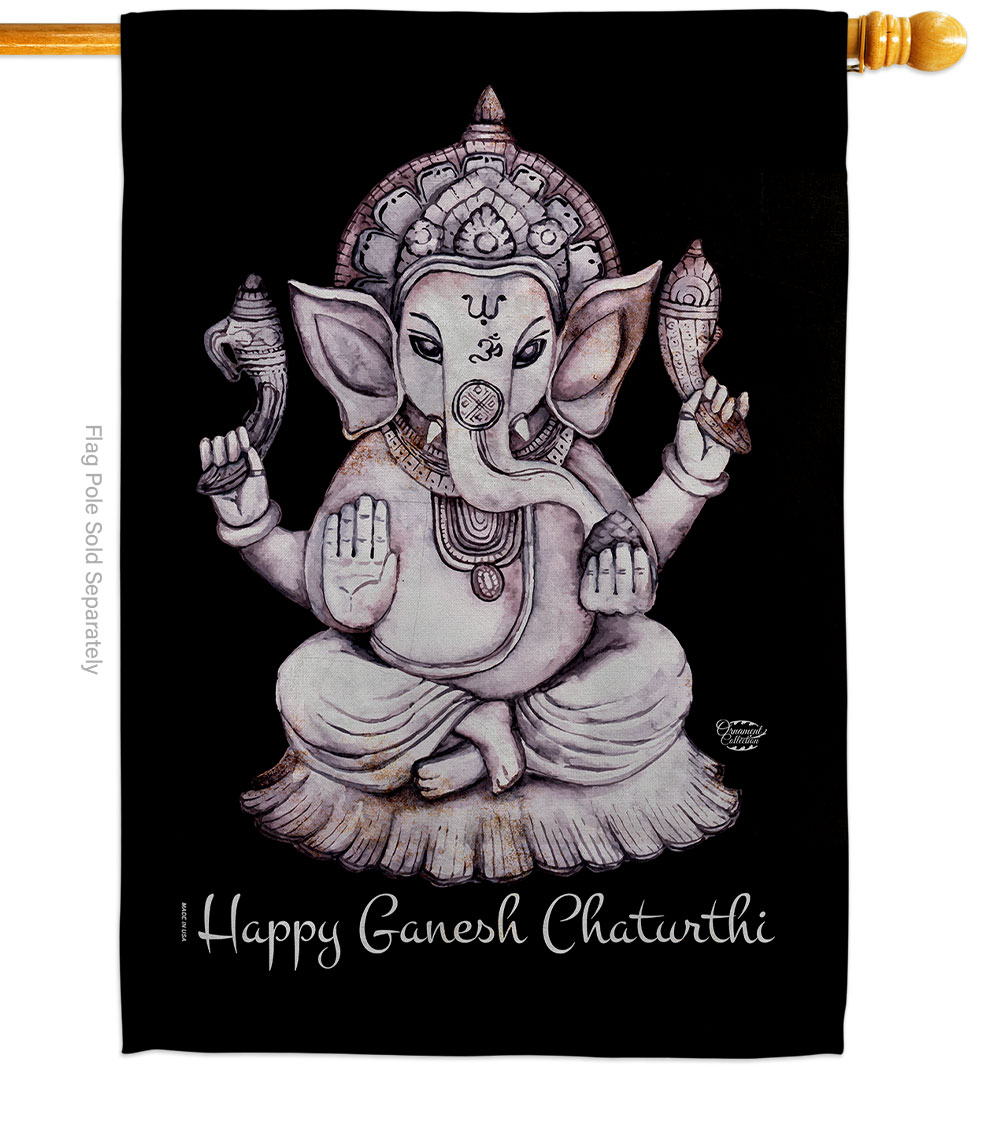 Ganesh Chaturthi Religious Double-Sided Garden Decorative House Flag, Multi Color