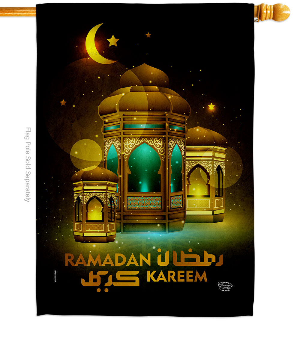 Happy Ramadan Wishes Religious Double-Sided Garden Decorative House Flag, Multi Color