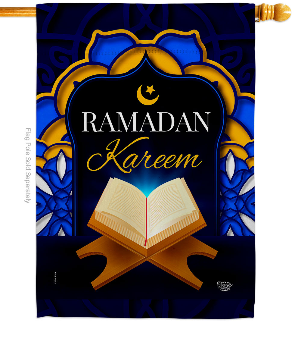 Happy Ramadan Greeting Religious Double-Sided Garden Decorative House Flag, Multi Color