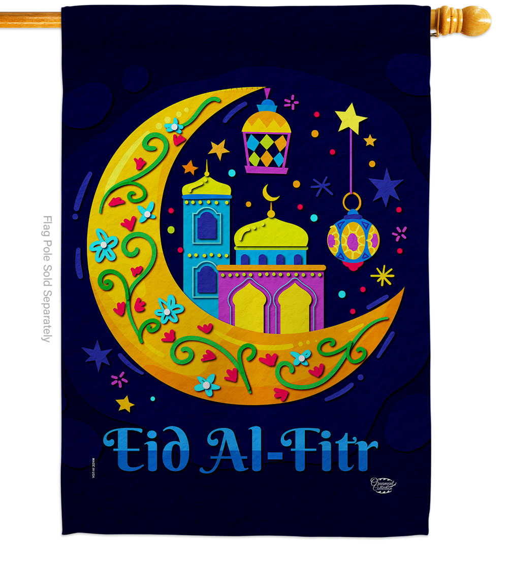 Festival of Breaking Fast Religious Eid al Fitr Double-Sided Garden Decorative House Flag, Multi Color