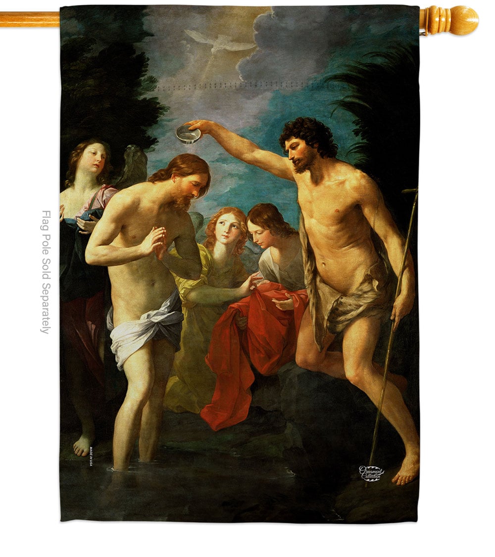 H192552-BO The Baptism of Christ Religious Faith Double-Sided Garden Decorative House Flag, Multi Color
