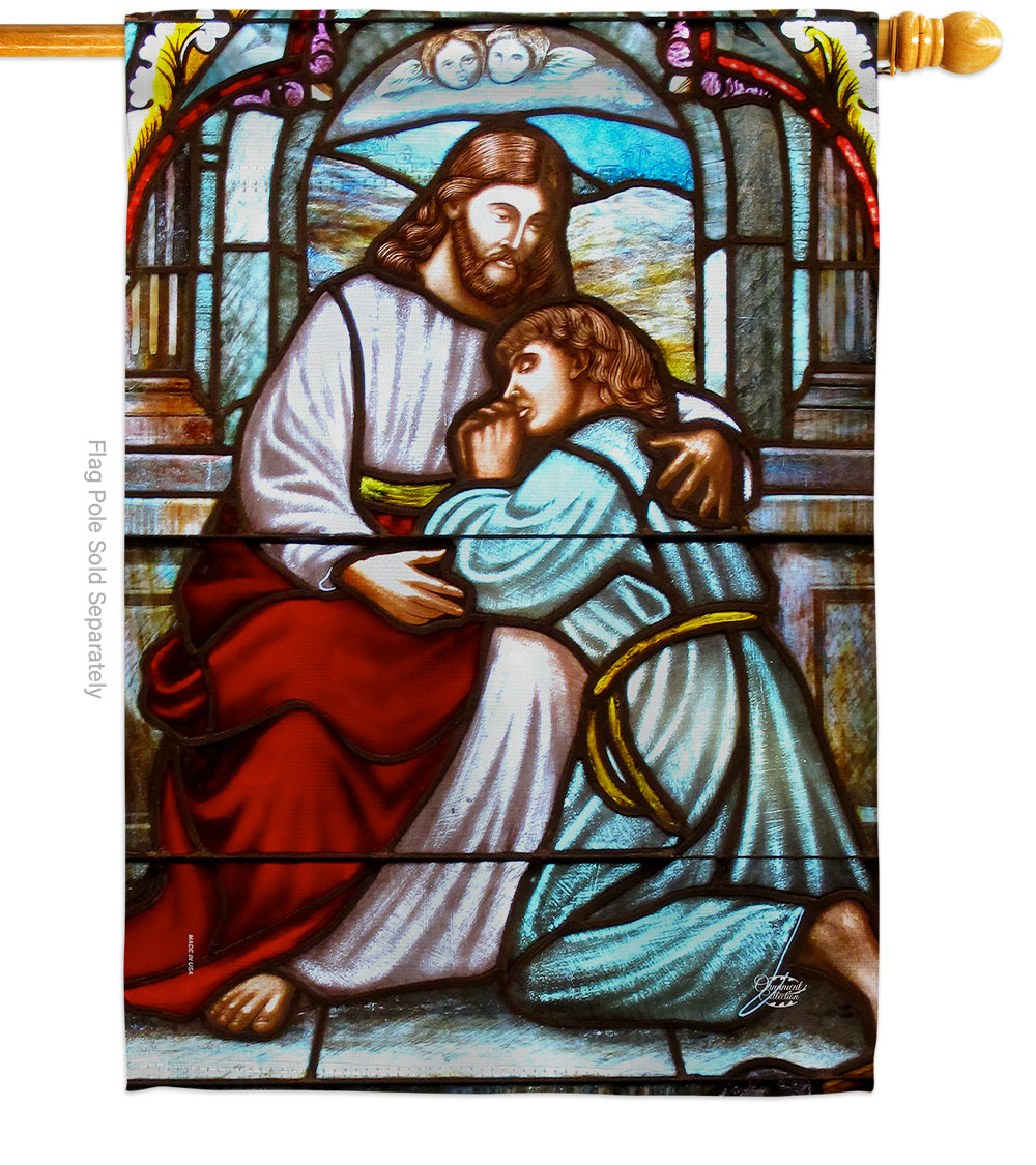 Virgin Mary Blue Religious Faith Double-Sided Garden Decorative House Flag, Multi Color