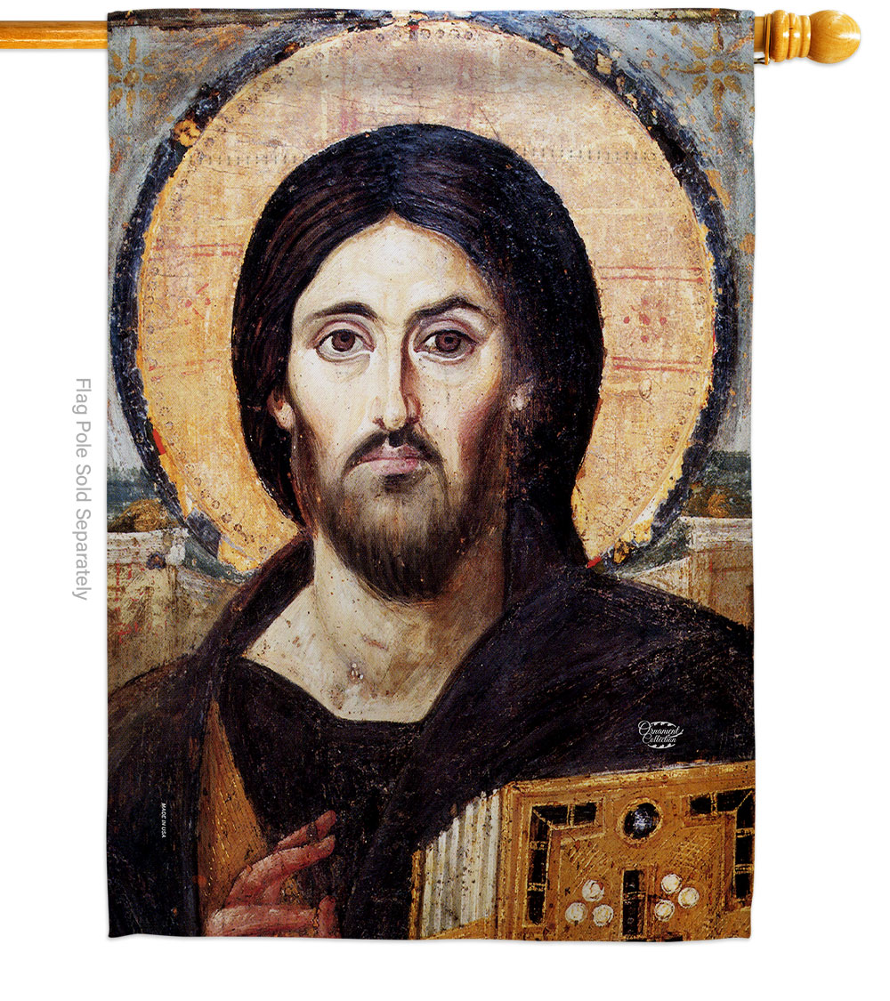 H192561-BO Christ Pantocrator Religious Faith Double-Sided Garden Decorative House Flag, Multi Color