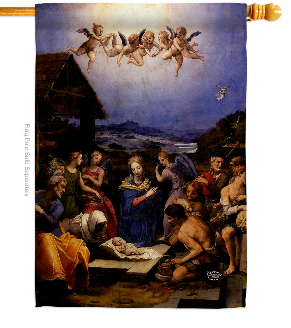 The Adoration of Shepherds Religious Faith Double-Sided Garden Decorative House Flag, Multi Color