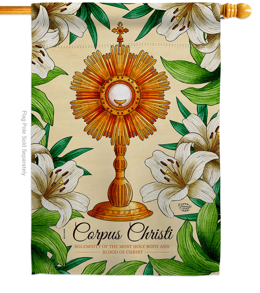 Lilys Corpus Christi Religious First Communion Double-Sided Garden Decorative House Flag, Multi Color
