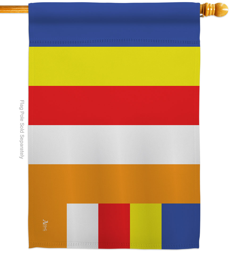 Buddhist Religious Faith Double-Sided Garden Decorative House Flag, Multi Color