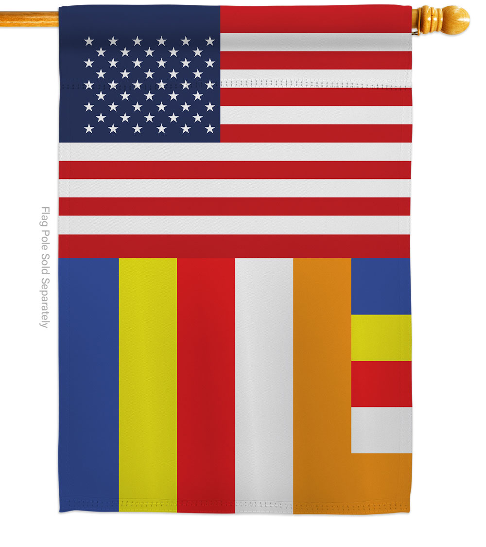 US Buddhist Religious Faith Double-Sided Garden Decorative House Flag, Multi Color