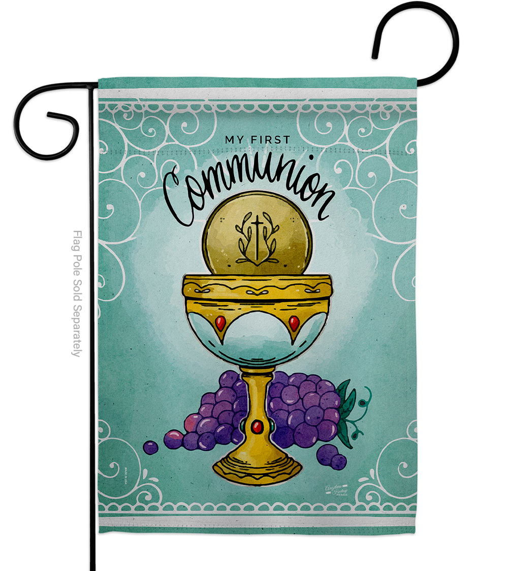 First Communion Religious Faith Double-Sided Decorative Garden Flag, Multi Color
