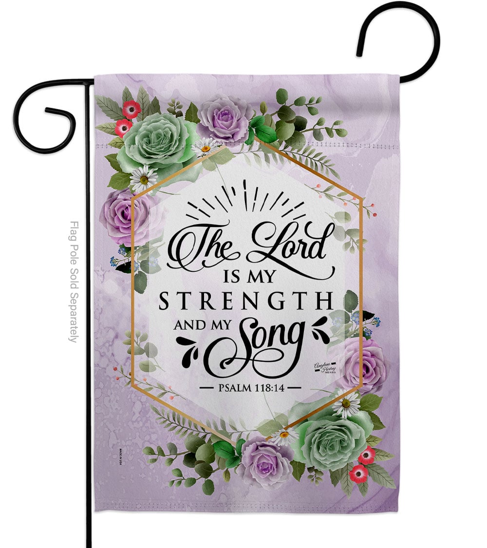 G130347-BO The Lord is My Stength Religious Bible Verses Double-Sided Decorative Garden Flag, Multi Color