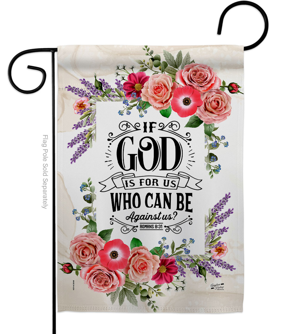 If God is for us Religious Bible Verses Double-Sided Decorative Garden Flag, Multi Color