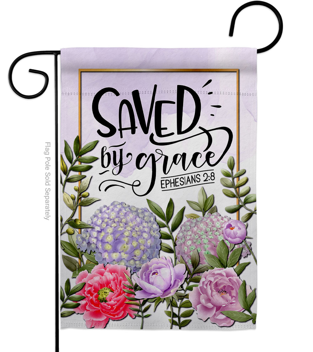Saved by Grace Religious Bible Verses Double-Sided Decorative Garden Flag, Multi Color