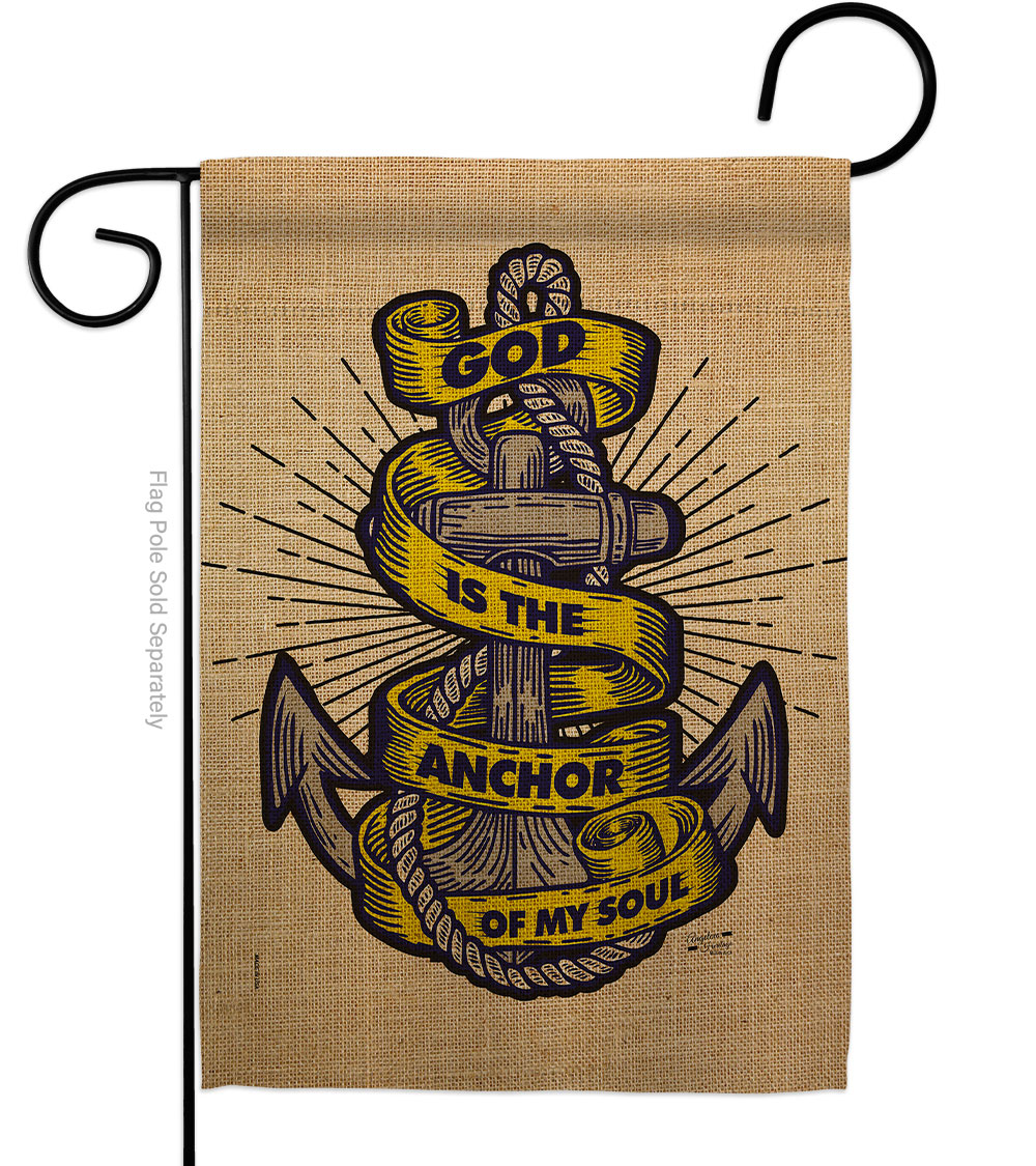 G135252-BO God is the Anchor Religious Bible Verses Double-Sided Decorative Garden Flag, Multi Color