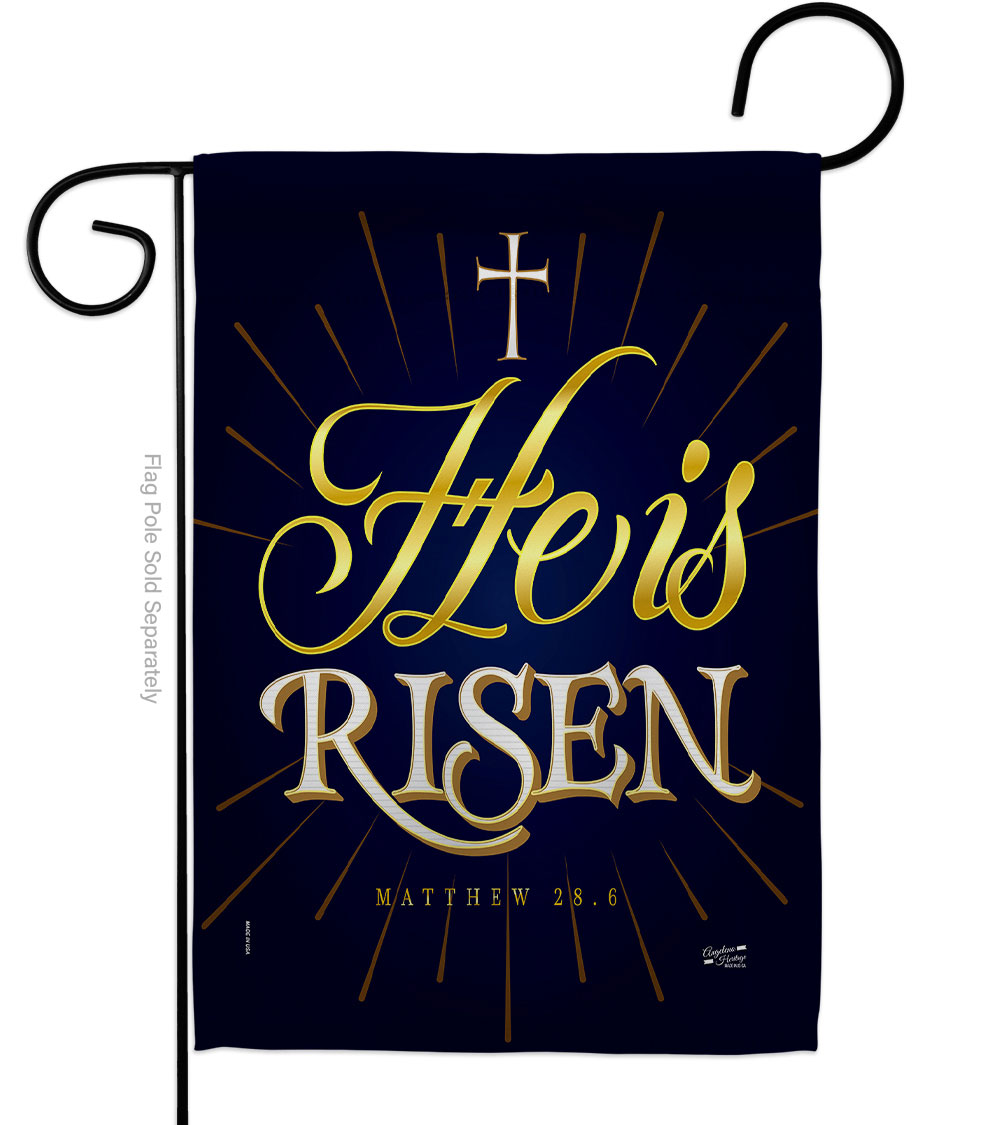 G135256-BO He is Risen Religious Bible Verses Double-Sided Decorative Garden Flag, Multi Color