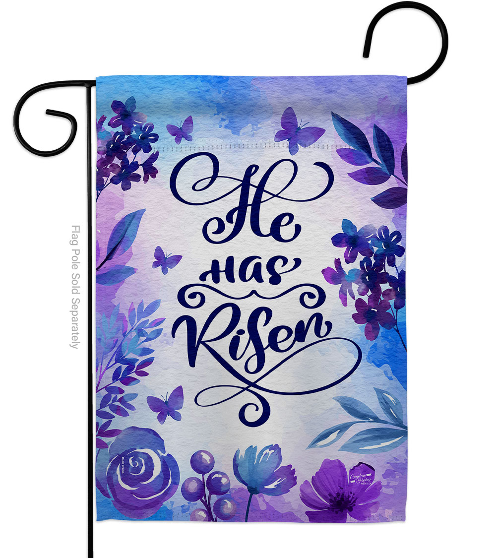 G135414-BO He has Risen Religious Faith Double-Sided Decorative Garden Flag, Multi Color