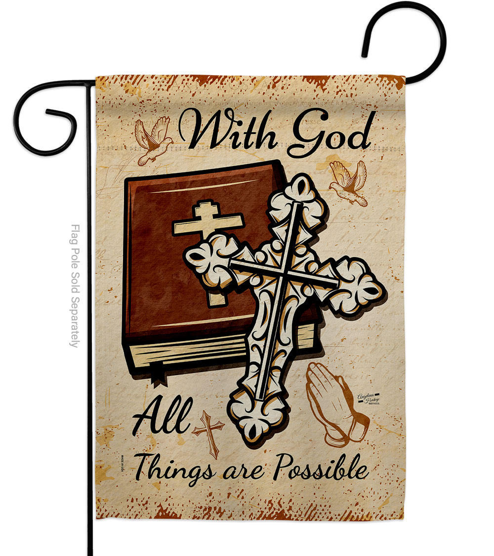 G135511-BO Things are Possible Religious Bible Verses Double-Sided Decorative Garden Flag, Multi Color