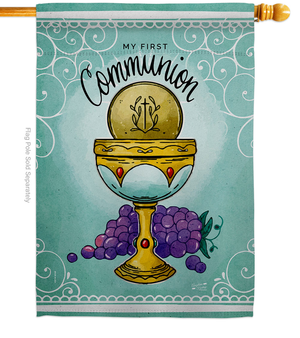 First Communion Religious Faith Double-Sided Garden Decorative House Flag, Multi Color